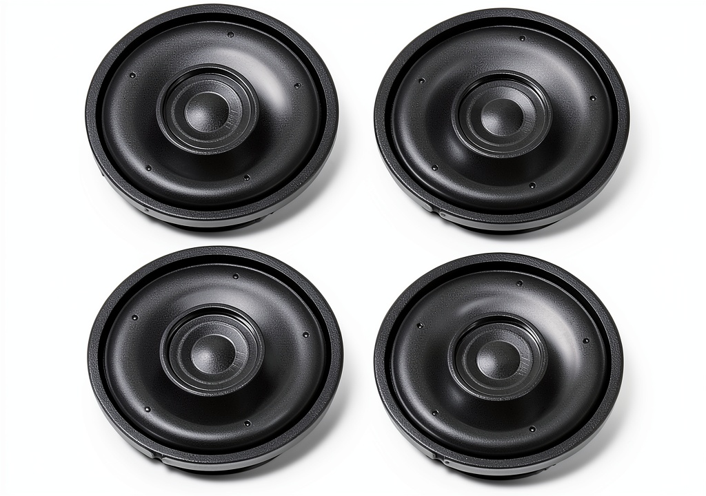 uxcell computer speakers on a modern desk