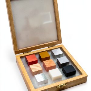 EISCO 9pc Specimen Density Cube Set - 1" Brass, Iron, Copper, Aluminum-0