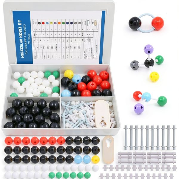 Swpeet 122 Pcs Organic Chemistry Molecular Model Student and Teacher Kit, Molecular Model Set for Inorganic & Organic Chemistry - 59 Atoms & 62 Links & 1 Short Link Remover Tool-0