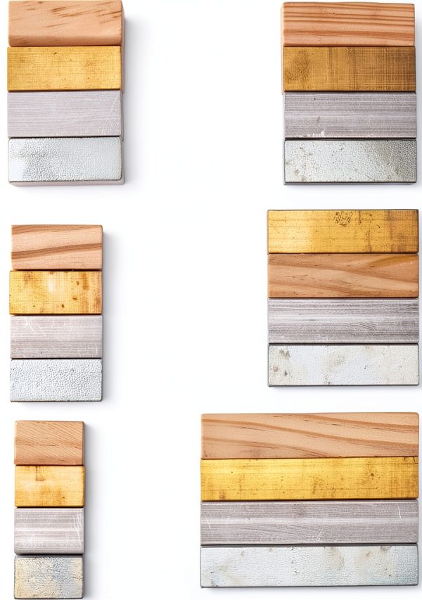 24Pcs Material Density Kits Pssopp Copper Aluminum Iron Wood Cubes-7