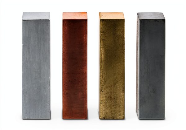 Metal Block Set by EISCO 4 piece Brass Aluminum Steel and Copper-0